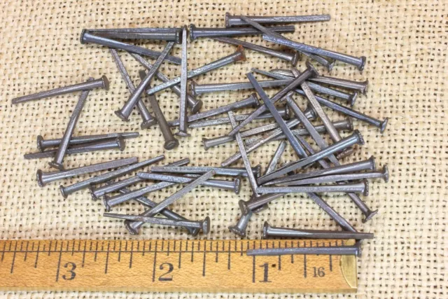 1 1/8” Old Square NAILS 3/16” Head 50 Real 1850’s Vintage Rustic Patina Brads