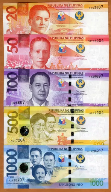 SET Philippines, 20-50-100-500-1000 Piso, 2022, P-New New Bank Logo UNC