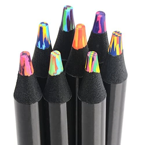 Nsxsu Jubmo Lot de 8 crayons de couleur arc-en-ciel pour adultes et enfants c...