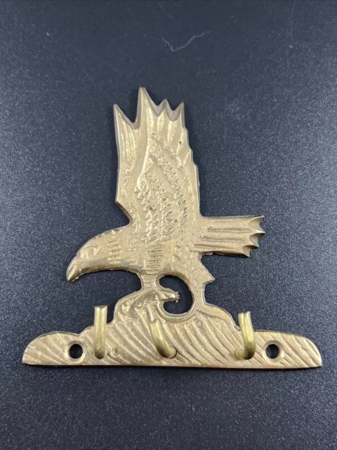 Vintage Solid Brass Eagle Key Wall Holder Hanger 3 Hook - India