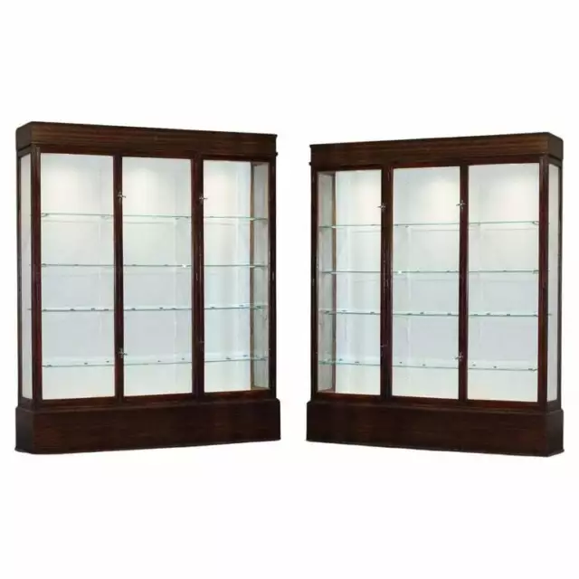 Stunning Pair Of Antique Victorian F Maund & E Berg Display Cabinets With Lights