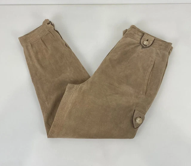 Landhaus C&A Oktoberfest Lederhosen Pig Suede Trousers Tan Leather W32 L27 Women