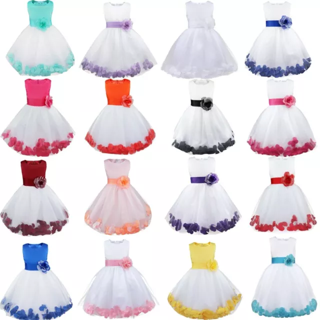 US Kids Baby Princess Flower Girls Dress Party Wedding Bridesmaid Gown Dresses