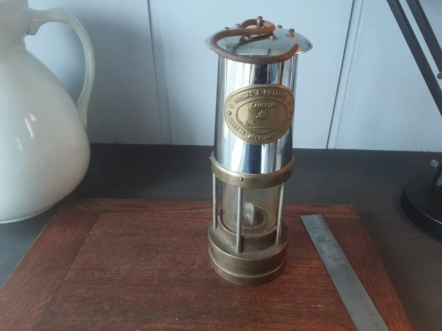 Brass & Steel Miners Lamp E Thomas & Williams ABERDARE WALES ETW