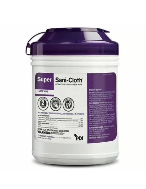 PDI Super Sani-Cloth Germicidal Disposable Cleaning Wipes Large Q55172 160/can