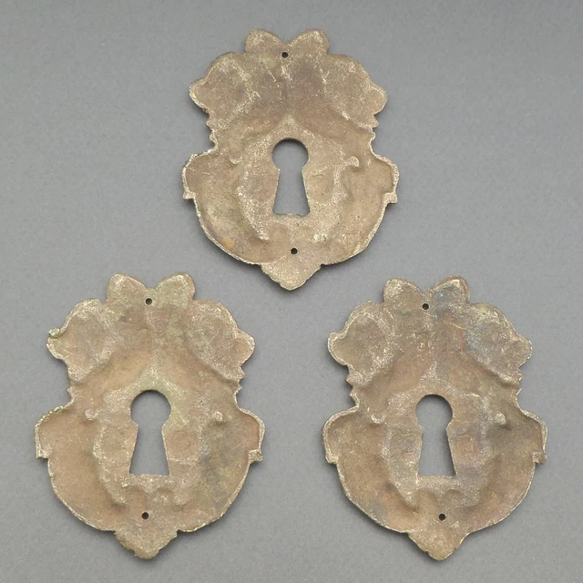 French, Antique Brass Door "Rococo Style" Plate Cover, With key hole. (Lot 3). 3