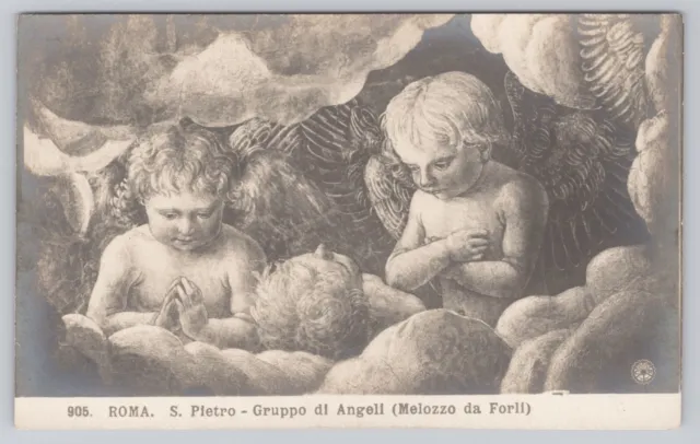 Rome Italy, Group of Angels, St Peter's Basilica, Vintage Postcard