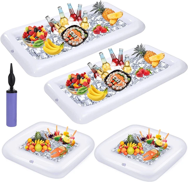 Jxzdle 4 Pack Inflatable Ice Serving Bar Pool Party Buffet Drink Cooler Floating