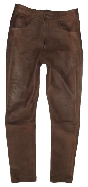 Grasso Uomo- Jeans IN Pelle/Nabuk Pantaloni IN Pelle IN Braun Circa W31 " / L32
