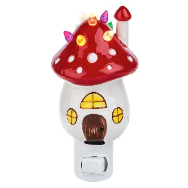 Ganz Christmas Toad Stool Night Light 5 Inch Multicolor Plug In