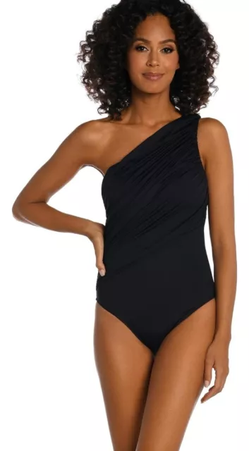 La Blanca Womens Blanca Womens Swimsuit, Black, Women s Island Goddess Shirred