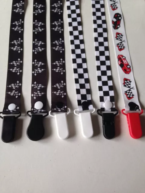 Handmade Pacifier Holder - Sports - Nascar, Racing - Flags and Cars