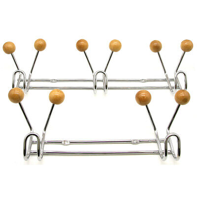 Wall Mounted Coat Rack 6 or 9 Hooks Chrome for Towel Hat Entryway