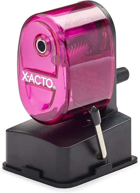 2012687-PNK Bulldog Vacuum Wall Mount Manual Pencil Sharpener, Pink, See-Through