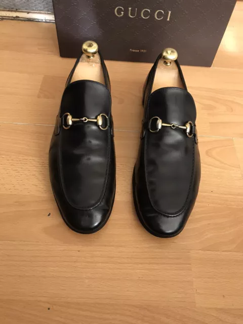 Gucci   Jordaan Mens  Black Leather Horsebit  Loafers Shoe Uk 9