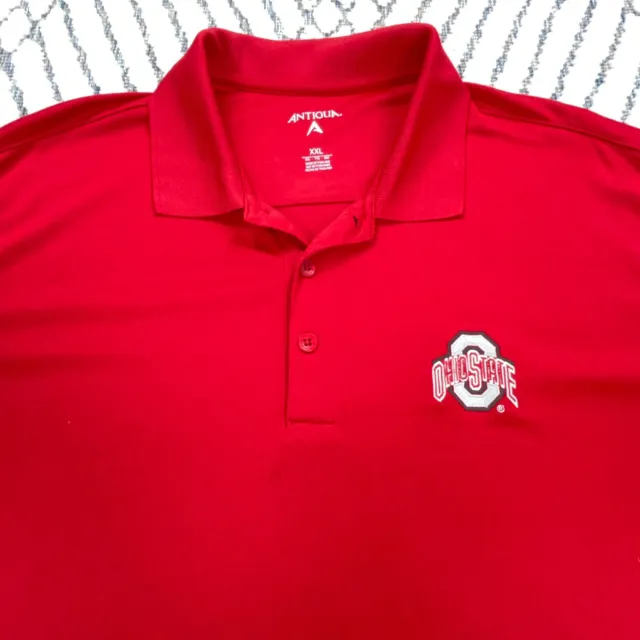 Ohio State Buckeyes Polo Shirt Men XXL 2XL Red White Performance Quick Dry Plain