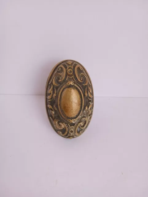 Antique Solid Brass Victorian Oval Door Knob 1900’s Art Noveau