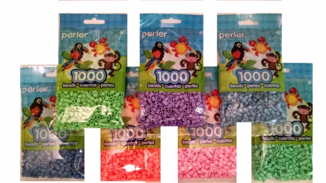 Perler Bead 7x1,000, Pstl Blu-P Lavender-P Green-L Blue L Green-L Pink Blush