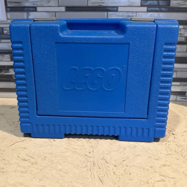 LEGO 1984 Vintage Storage Container Case Blue Travel Carry Box Plastic Latch Bin