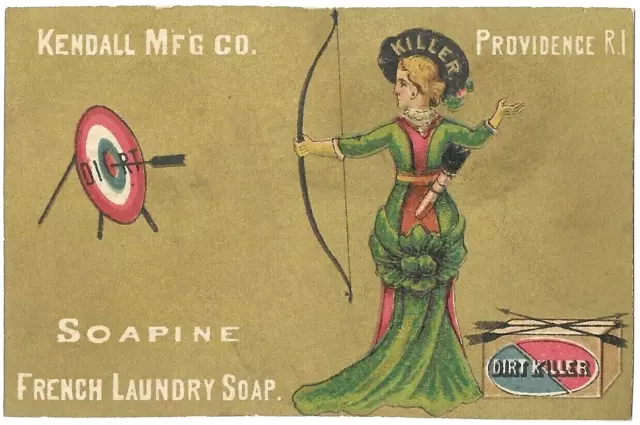 Victorian Trade Card Kendall MFG French Laundry Soap Female Archer Providence RI