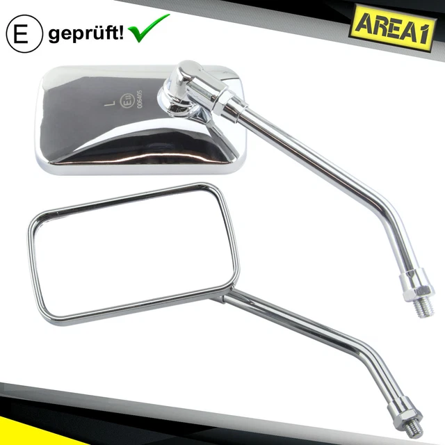 Set Specchietti Retrovisori Universali Area1 Per Moto E Scooter. Compatibili Con RSV, Shiver, SX. Filettatura M10, Con Adattatori E Marchio E.