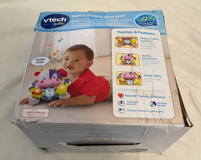VTech Lil' Critters Moosical Beads, Plush Cow, Musical Baby Toy New/Damaged Box 2