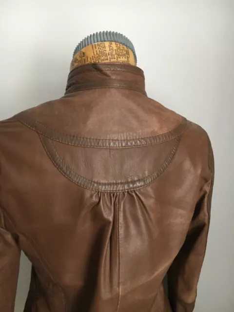 MARKS AND SPENCER JACKE Leder weich braun UK 8 hellbraun Newbuck Biker 3