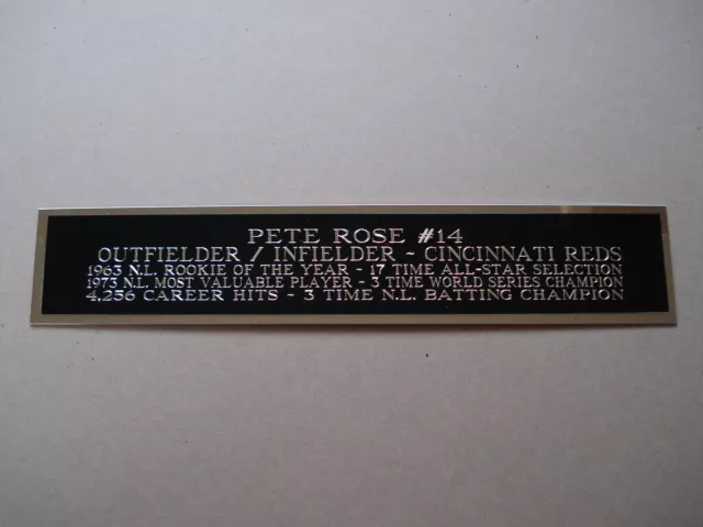 Pete Rose Reds Engraved Nameplate For A Signed Baseball Photo Or Case 1.5 X 6