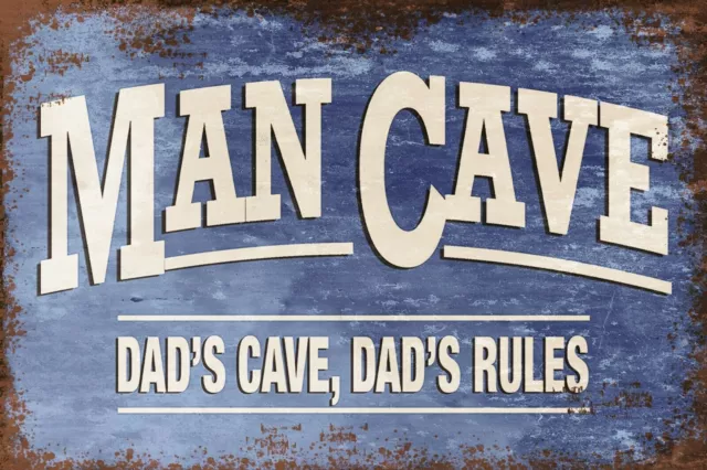 Man Cave for Dad Retro Vintage Style Metal Sign, Plaque, shed, garage, bar