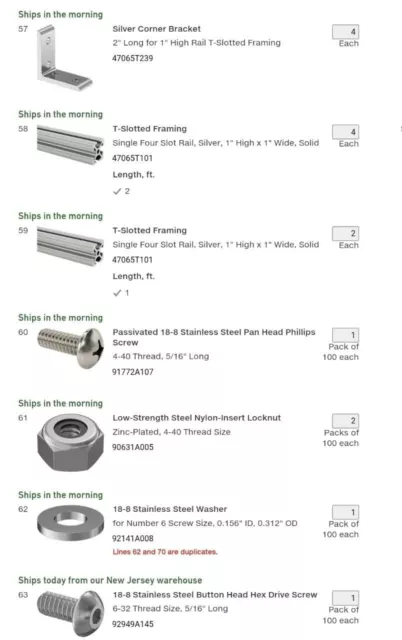 New MIXED LOTS - MCMASTER -CARR SPARE PARTS **** SEE details IN DESCRIPTION 3