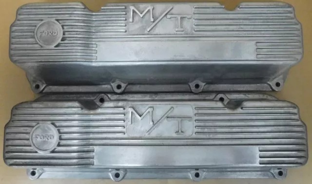 M/T 103R-40B Vintage Valve Covers, SB Ford 351C, M, 400, Polished, Finned