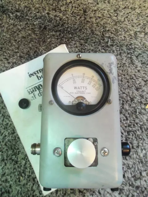 Bird 43 Thruline Wattmeter Watt Element Slug Reading Meter / VERY NICE