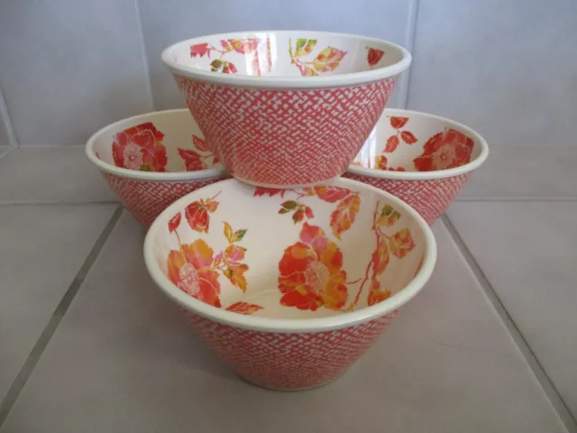 4 Threshold Crosshatch Floral Cereal Ice Cream Melamine 6" Bowls Target Set of 4