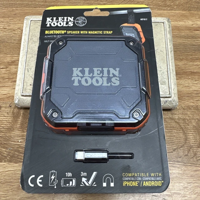 Klein Tools AEPJS2 Bluetooth Speaker With Magnetic Strap -Black/Orange Brand New