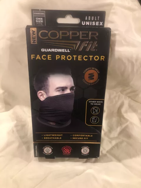 Copper Fit Guardwell Face Protector Mask Adult Charcoal Gray/Black UV30 NEW NIB