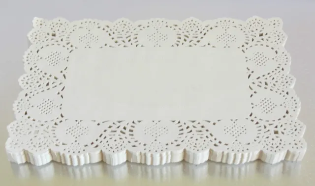 Rectangle Paper Lace Doilies  Ivory white Wedding Craft Scrapbook Cake 8 sizes