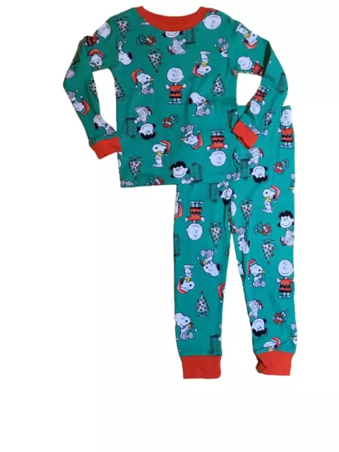 NWOT Peanuts Boys Christmas Santa Snoopy Charlie Brown Character 4t Pajama Set