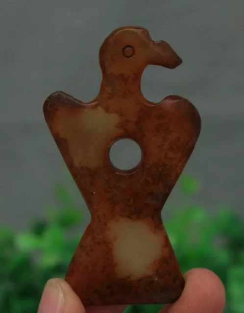 7CM Hongshan Culture Old Jade Carving Phoenix Bird Birds Animal Amulet Pendant