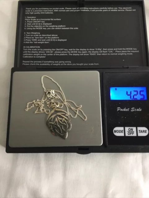 925 Sterlingsilber Keltisch Fließender Knoten Halskette Kette 18 Zoll Silberkette