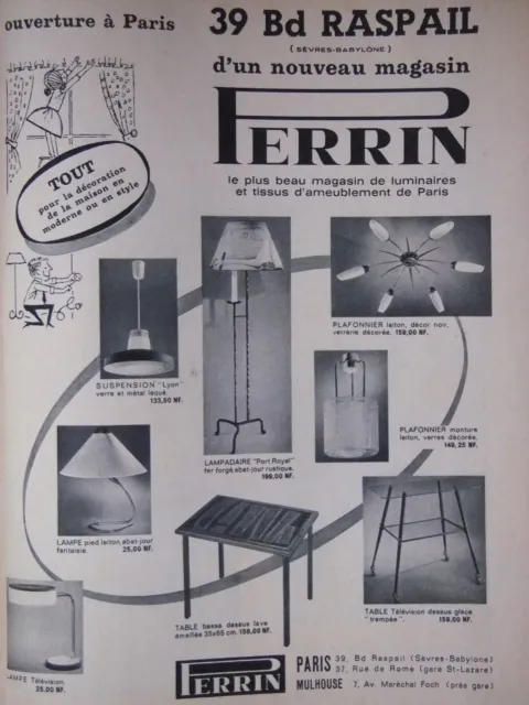 Publicité 1961 Perrin Spécialiste En Luminaires Lampes Suspension - Advertising