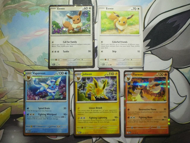 Rare Pokemon Scarlet & Violet 151 Eevee, Eeveelutions, SVP 043 Promo Holo Swirl