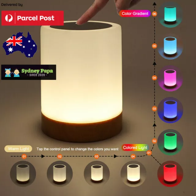 7 Color RGB Touch Night Light LED Lamp Mood Dimmable Bedside USB Rechargeable