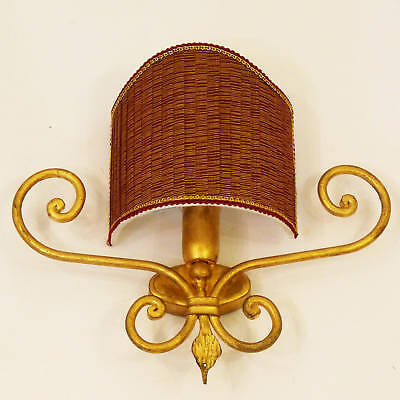 Applique in foglia oro lampada rustica paralume antica personalizzato art.210