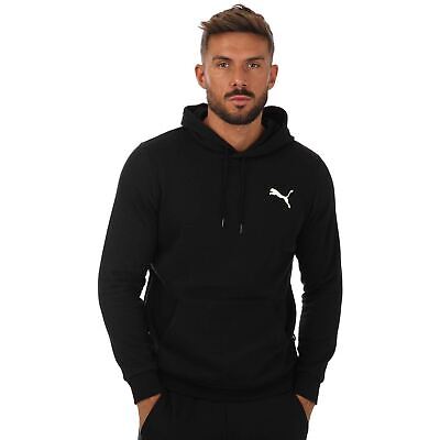 Men's Puma Essentials Small Logo Cotton Blend Pullover Hoodie in Black