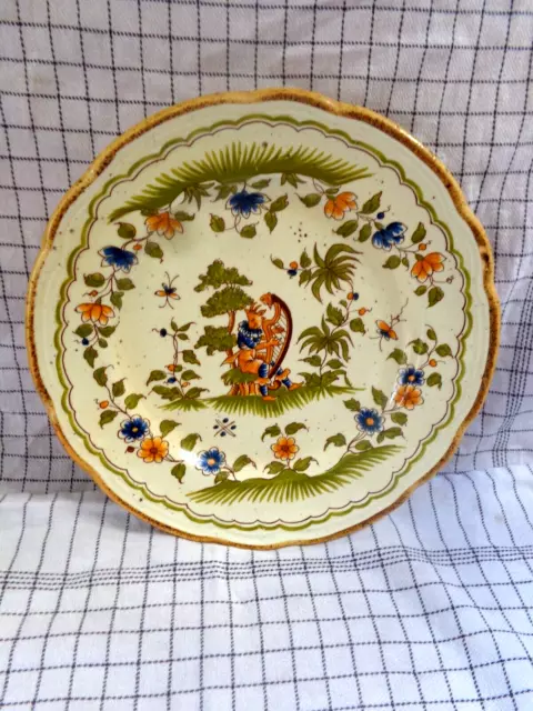 ASSIETTE FAIENCE CERAMIQUE REPRODUCTION VIEUX MOUSTIERS 18 eme SIECLE DECO