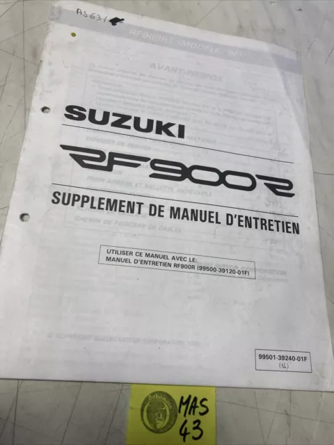 Suzuki RF900R T 1996 Supplement Workshop Manual Review Service Technic Motorbike