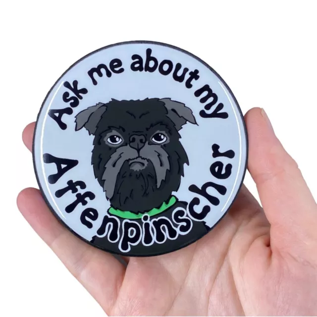 Black Affenpinscher Magnet Funny Dog Pet Portrait Decor Gift Handmade 3.5"