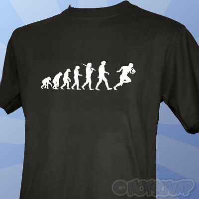 Evolution of a Rugby Player T-Shirt Top All Black Mens