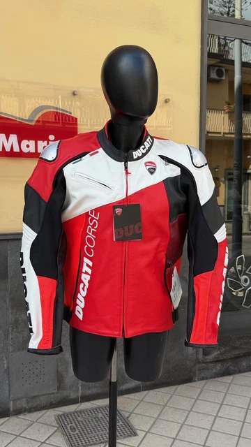 Veste Motard En Cuir Ducati Style Racing Avec Armure CE - Homologuée, Unisexe, Cuir Et Kevlar