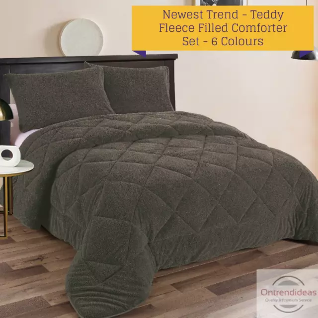 Ramesses Teddy Fleece 3pc Comforter Set | Ultra Warm Bedding Fluffy Comforter